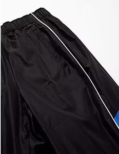 Pantalones Harem Negros Tipo Paracaídas, Cintura Elástica, Corte Holgado, Estilo Urbano, 100% Poliéster, Franja Lateral, Secado Rápido, Ropa de Otoño - Product Image 5