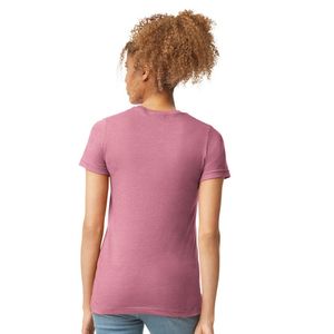 Camiseta de algodón suave de manga corta con cuello redondo para mujer, top básico informal, ropa personalizada al por mayor, OEM ODM - Product Image 2