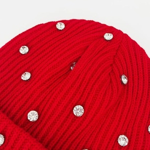 Gorros de punto con pedrería al por mayor, gorros de invierno cálidos con cristales de colores, gorros de punto acanalados unisex, gorros de moda urbana - Product Image 5
