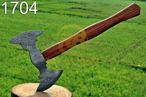 Hand Forged Damascus Steel <b>Axe</b> Custom Viking Tomahawk Wooden <b>Handle</b> Camping Hunting Survival Hatchet Outdoor Tool - Product Image 4