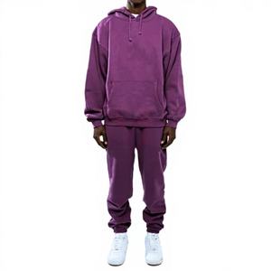 Ensemble de survêtements personnalisés en molleton pour homme, coupe-vent, écologiques, à manches longues, épais, 2 pièces, 100 % coton - Product Image 3