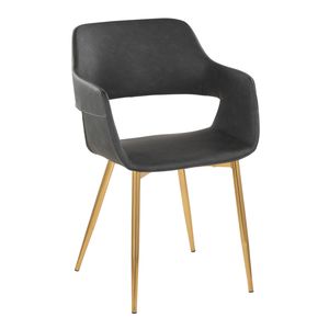 Juego de 2 Sillas de Comedor/Accesorio Margarite, Metal Dorado y Cuero Sintético Gris, Diseño Contemporáneo y Elegante - Product Image 2