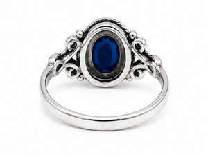 Anillo de Plata con Zafiro Azul, Anillo de Zafiro Ovalado, Anillo de Plata de Ley con Piedra Preciosa, Joyería Hecha a Mano para Nacidos en Septiembre, Elegante Azul - Product Image 3