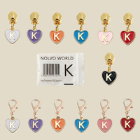 Tirette de fermeture éclair en émail coloré avec pendentif lettre initiale en diamant, tête de fermeture éclair, curseur de fermeture éclair pour sac à main, sac à bandoulière, accessoires vestimentaires