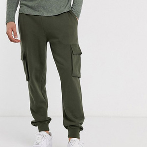 Pantalones Cargo Verde Oliva para Hombre con Bolsillos Laterales, Cintura Elástica, Casuales, de Peso Medio, Transpirables, de Algodón y Fibra de Bambú, Estilo Otoñal - Product Image 1