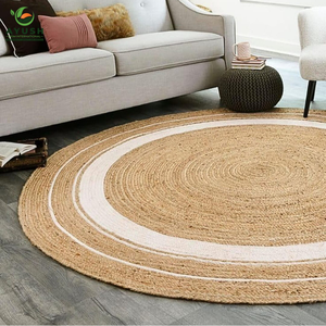 Tapis en jute tressé à la main, durable, rond de 180 cm, fabriqué à partir de fibres végétales 100% jute, pour couloir, chambre et chambre d'hôtes. - Product Image 3