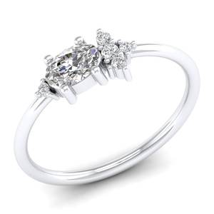 Bague de fiançailles REYES, dernier design, argent sterling 925, coupe ovale, moissanite 0,57 carat, or blanc 14 carats, style cluster, pour femme - Product Image 2