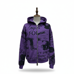 Sweat-shirt unisexe violet pour homme avec imprimé intégral, coupe classique, en molleton de coton, style streetwear décontracté, pour l'automne - Product Image 1