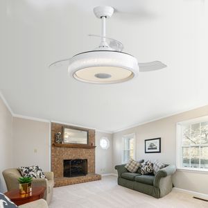 Ventilatore da soffitto moderno a LED da 42 pollici con 3 pale in ABS da 120V, motore DC reversibile, luce LED da 32W, telecomando e design invisibile - Product Image 5