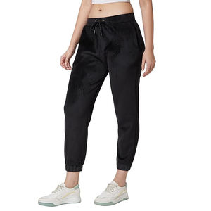 Pantalon de jogging en similicuir pour femme, taille haute, cordon de serrage, bas élastiqué, coupe fuselée, en PU végétalien, style streetwear - Product Image 2