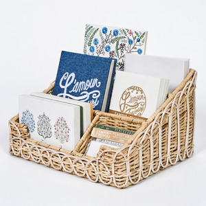 Organisateur de fichiers en rotin festonné, porte-papeterie, organiseur de bureau, panier pour magazines et journaux - Product Image 6