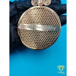 Colgante Redondo de Diamantes con Argolla para Número, Joyería Hip Hop de Lujo, Collar con Número Personalizado, Colgante Circular de Diamantes - Product Image 3