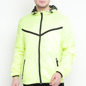 Veste matelassée coupe-vent jaune fluo pour homme avec fermeture éclair, style sportif, vêtements d'extérieur pour le printemps, vestes en nylon - Product Image 1
