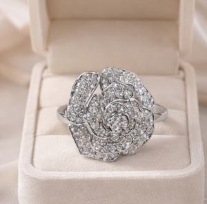 Rose Shaped Natural Diamond Gold Plated <b>Ring</b> High-Grade Luxury Unisex Customizable for Wedding & Anniversary - Product Image 3