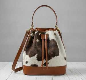 Sac seau hobo unisexe en cuir imprimé vache grande capacité avec fermeture éclair, poignée souple, style vintage, sac à bandoulière - Product Image 2