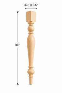 Solid Wood <b>Table</b> Leg Traditional Turned Furniture Legs for <b>Farmhouse</b> <b>Dining</b> <b>Tables</b> and Console <b>Tables</b> - Product Image 2