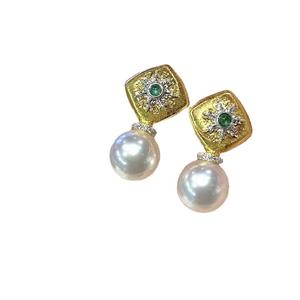 Pendientes Colgantes de Plata 925 con Cuentas de Oro Natural en Forma de Trébol, Redondas de 11-12 mm, con Defectos, Regalo de Cumpleaños para Primavera/Verano - Product Image 4