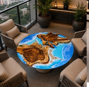 Luxury Handmade Eco-Friendly <b>Epoxy</b> <b>Resin</b> Coffee <b>Table</b> Solid Wood Live Edge Modern Living Room Furniture Custom Size Agra - Product Image 2