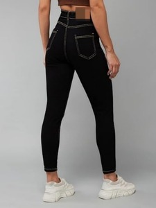 Jean droit taille mi-haute pour femme en denim vintage écologique, coupe décontractée, déchiré et délavé, longueur genou - Product Image 5