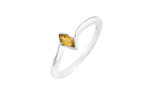 Bague solitaire en citrine de qualité supérieure, taille marquise 5x2,5 mm, en argent massif 925, faite à la main, bijoux de mariage et de fiançailles pour femmes - Product Image 2