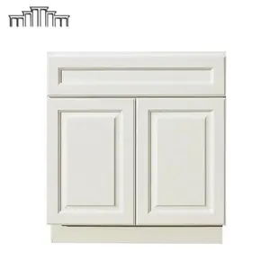 Environmental Painting Material White Painted Solid Wood Shaker Raised Panel Sink Base Kitchen Cabinet