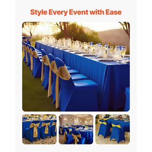 50 Pezzi Coprisedia Blu Personalizzati in Poliestere Elasticizzato per Matrimoni, Feste, Banchetti, Coperture per Sedie con Fronte Piatto - Product Image 2