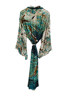 Robe kimono de luxe en soie patchwork, cache-maillot de bain, tenue de nuit, longue robe, kimono indien vintage fait main en soie de sari recyclée - Product Image 3