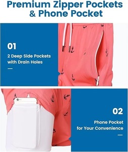 Customized Sublimated High Quality <b>Men</b> Shorts With Elastic waist High Quality Zips - Product Image 5