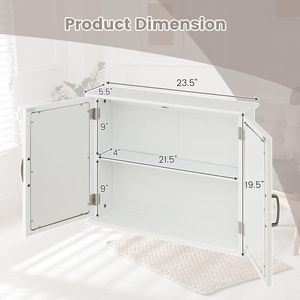 Mobiletto a Specchio a 2 Ripiani da Parete con Maniglie, Elegante Arredo Bagno - Product Image 5