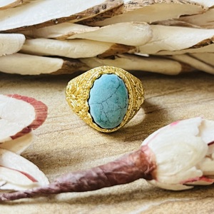 2026 Latest Design Turquoise <b>Rings</b> Tribal Filigree Band Boho Brass <b>Ring</b> Women 18k <b>Gold</b> Plated Antique <b>Cocktail</b> Wholesale/OEM/ODM - Product Image 5