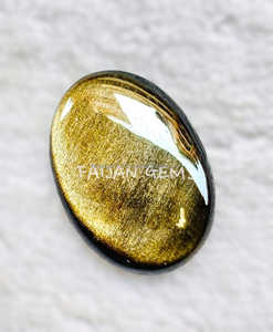 Cabochon d'agate d'obsidienne dorée Coupe ovale Agate Dendrite Hauteur d'article élevée Pierres précieuses naturelles en vrac de haute qualité - Product Image 2