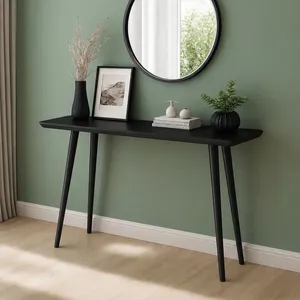 Table console en bois noir pour salon, table d'appoint moderne pour entrée, table de couloir en bois pour la décoration de la maison - Product Image 2