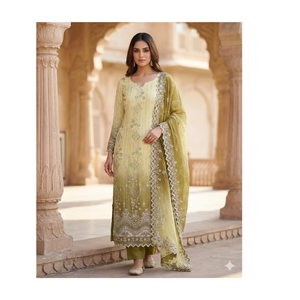 Tissu de soie perlé de haute qualité, fait main, importé, pour robes de mariée, confection de vêtements de haute couture et vêtements ethniques de créateurs. - Product Image 1