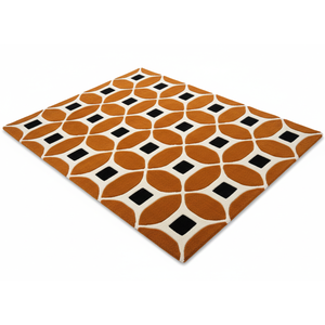 Alfombra Moderna de Lana Hecha a Mano con Diseño Geométrico, Patrón de Diamantes Naranja, Pelo Alto, para Sala de Estar, Dormitorio, Decoración del Hogar - Product Image 1