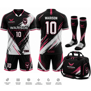 Unisex Breathable Football Uniform Set Plus Size Football Training Jersey Short Socks And Bag Set With Custom Name And Number - Product Image 6
