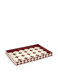 Plateau de service rectangulaire en os incrusté fait main, design Art Déco pour la décoration de la maison et le service des aliments |   Idée de cadeau élégante en provenance d'Inde - Product Image 2
