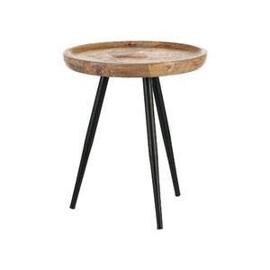 Table d'appoint en fer avec plateau en bois au fini classique, conçue pour un intérieur élégant avec une base en fer durable. - Product Image 4