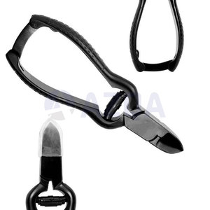 Coupe-ongles professionnels avec ressort cylindrique et verrouillage arrière pour ongles épais ou durs, en acier inoxydable plaqué noir - Product Image 5