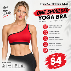 Sujetador deportivo de yoga personalizado de un solo hombro para mujer, top de gimnasio con cuello asimétrico, ribete en contraste, sujetador de fitness de moda de un solo hombro - Product Image 1