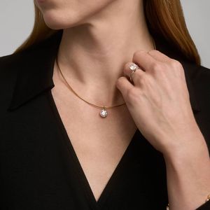 Women's Luxury Collar <b>Necklace</b> with Bezel Set 2 CTW Round Cut Lab-Grown Diamond in Yellow Gold - Product Image 5