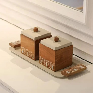 Tabletop Handmade <b>Wooden</b> <b>Storage</b> <b>Boxes</b> With Airtight Lids Nordic Design Stackable Kitchen Containers For Food Preservation - Product Image 2