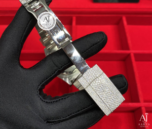 Montre habillée analogique Iced Miyota mécanique en acier inoxydable 18 mm avec bracelet en cristal et cadran blanc, idéale pour les cadeaux et les soirées - Product Image 5