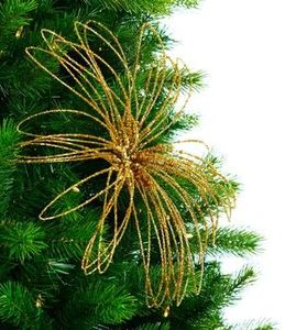 Spray décoratif pour sapin de Noël en forme de fleur avec perles dorées - Product Image 5