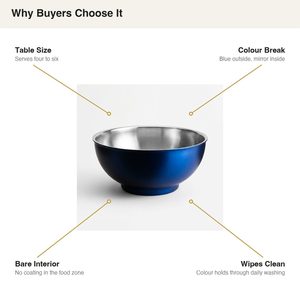 Handmade SS304 Serving <b>Bowl</b> Midnight <b>Blue</b> 22 cm Elegant Exterior for Home Decor Hotel Wedding-Set of 4 - Product Image 4