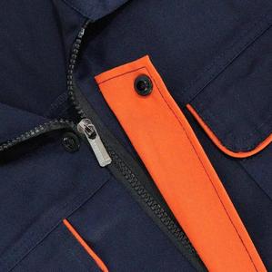 Combinaison de travail unisexe bleu foncé à manches longues, style veste, respirante, en coton, uniforme pour l'industrie et la construction - Product Image 4