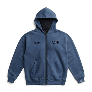 Tactical Face Mask Hoodies Custom Blue Built In Balaclava Full <b>Zip</b> Up Pullover Hoodie Custom Logo Oversized Streetwear OEM ODM - Product Image 2