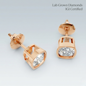 Venta al por mayor de fábrica: Pendientes de lujo con bisel de oro macizo de 9K y corte cojín, diamante cultivado en laboratorio de 2 quilates con certificación IGI, modernos para compromiso. - Product Image 1