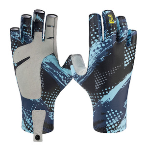 Fingerless Custom Leather UV Protection Fishing <b>Gloves</b> Reflective Printing Breathable Mesh Non-Slip Hook Loop Closure Unisex All - Product Image 5