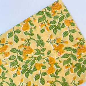 Indian Handmade Eco-Friendly Cotton Fabric Hand <b>Block</b> Printed Breathable Floral Prints for Home Decor & Bags - Product Image 1