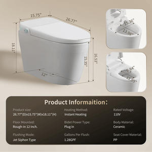 Sedile WC Bidet Senza Serbatoio Intelligente con Sciacquone Automatico e Sedile Riscaldato Apribile/Chiudibile, Acqua Calda Integrata con Tecnologia Smart - Product Image 2